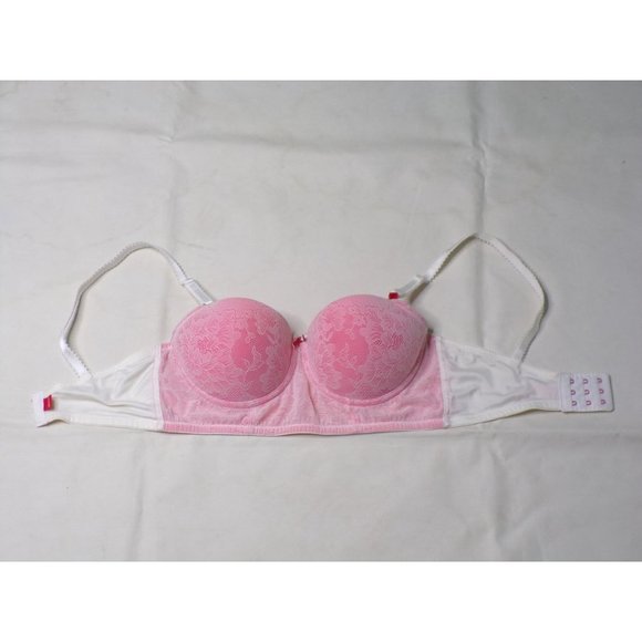 JOSIE NATORI Balconette Longline Lace Underwire Bra #847154 Ivory Pink 32C NEW - Picture 2 of 6